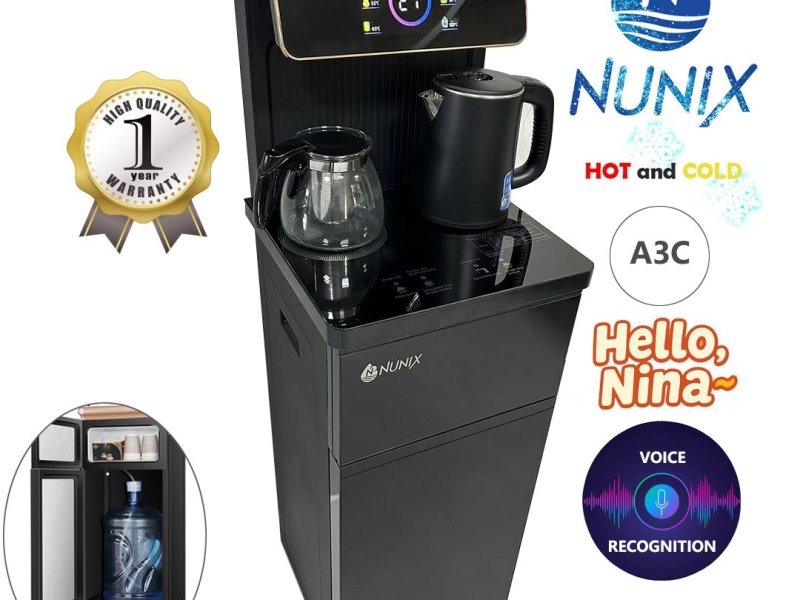 New model nunix A3C hot  and cold bottom load water dispenser with voice recognition